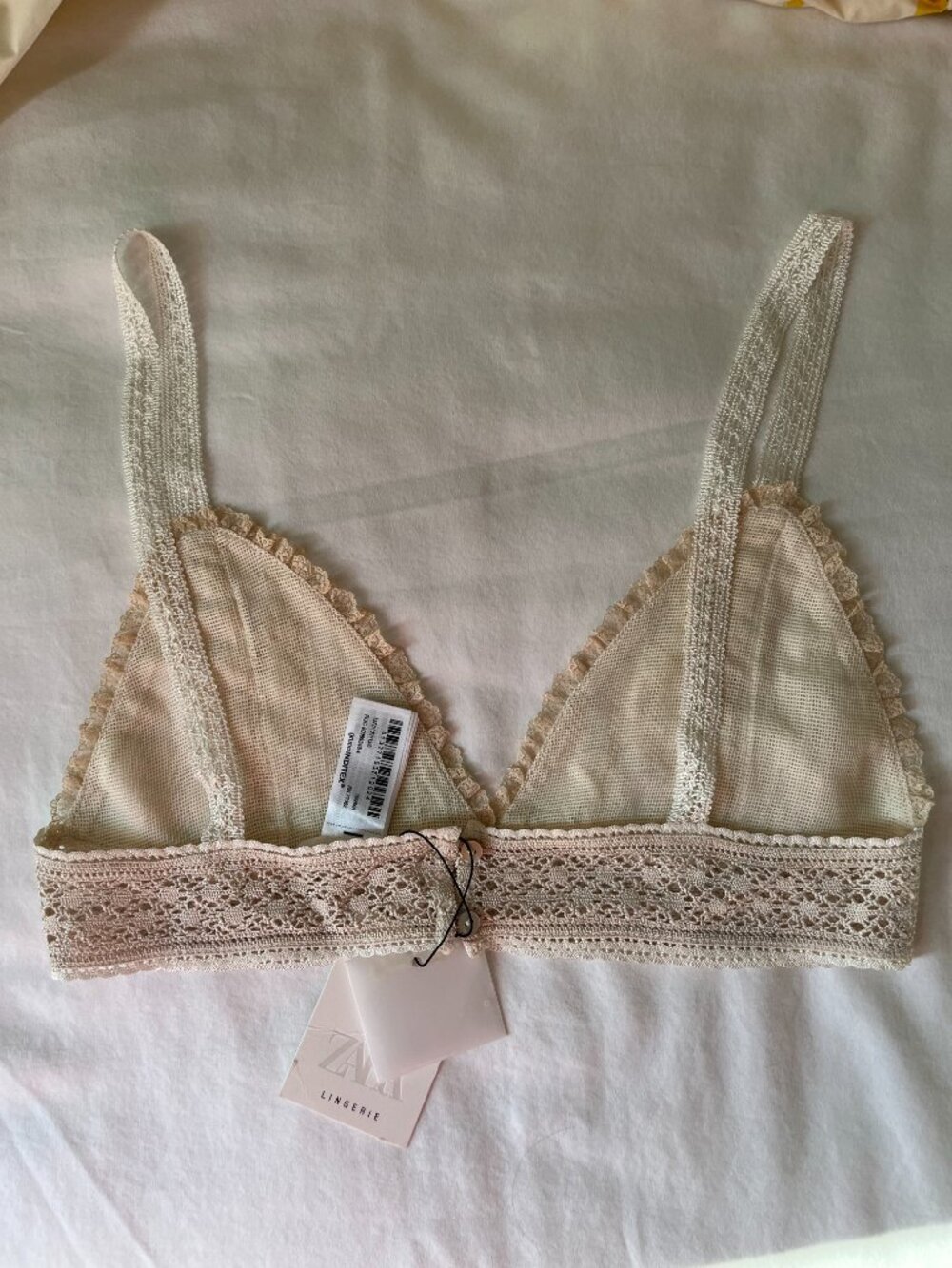 Zara Embroidered Lace Triangle Bra in Small NWT - Picture 8 of 8